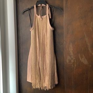 Forever 21 Slim fitting Beige Sparkle Fringe Dress